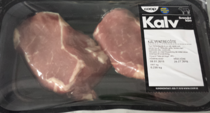 Coops köttförpackning- förvånad och glad